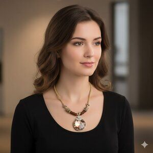 Topaz Crystal Pendant Necklace